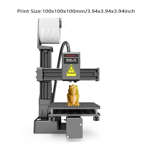 Mini 3D Printer, FDM, Auto Leveling, 230℃ High Temp All Metal Hotend, 4 x 4 x 4in H8140