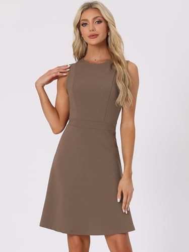 Women's Work Dress Round Neck Solid Color Sleeveless A-Line Office Dresses G124432