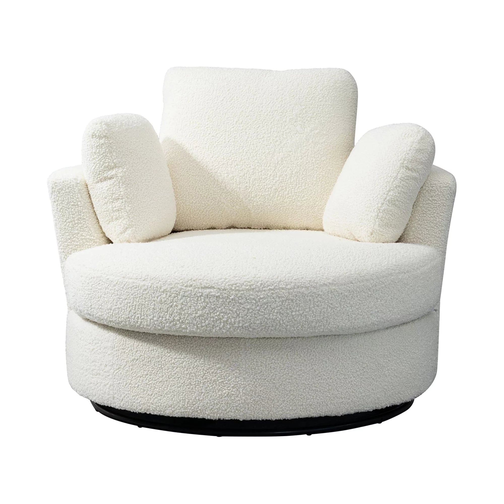 Ivory Boucle Oversized Swivel Accent Barrel Chair R36950