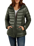 Women Short Down Jackets Packable Lightweight Hooded Puffer Coats with Pockets S-2XL I941
