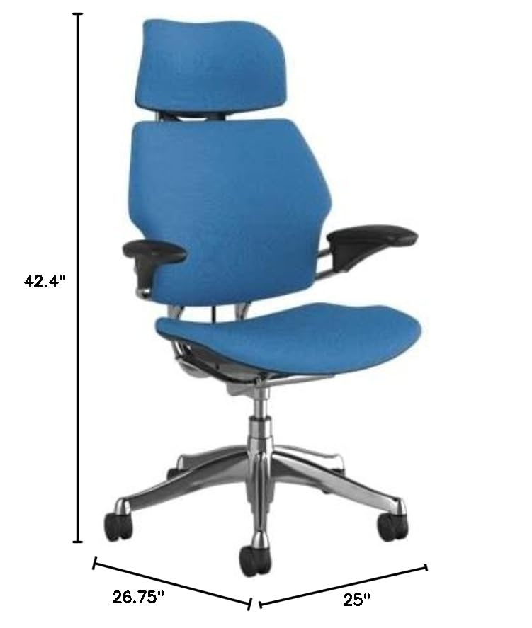 Black Polished Aluminum Ergonomic Office Chair with Headrest M3472