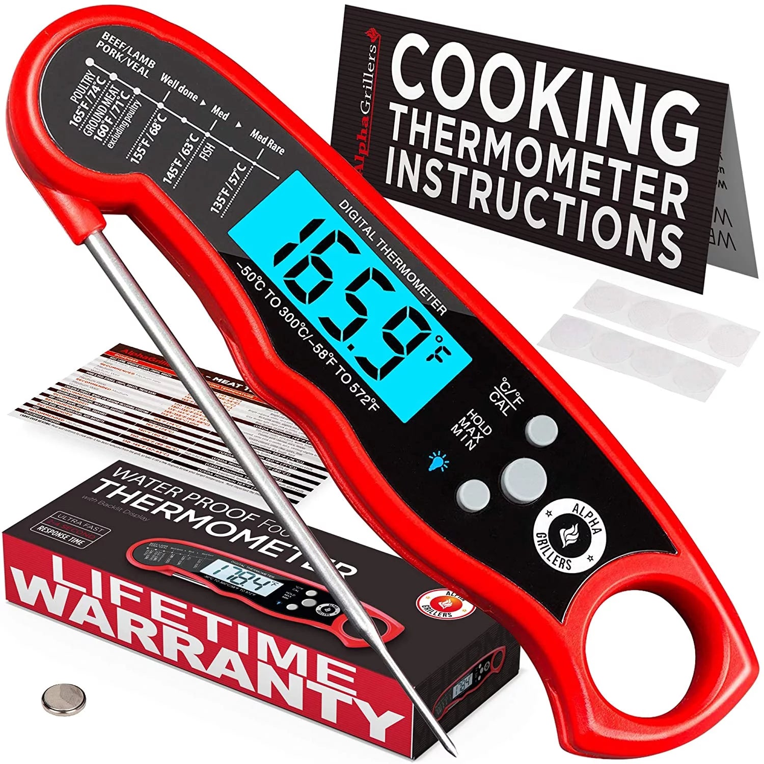 Instant Read Meat Thermometer with Backlight & Calibration Z811