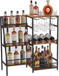 Rustic Brown 3-Tier Floor Liquor Cabinet H233049