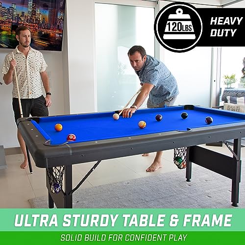 6, 7, or 8 ft Portable Billiards Table with Balls, 2 Cue Sticks, Chalk and Felt Brush V42015