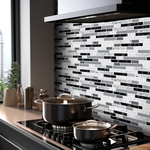 10-Sheet Self-Adhesive Vinyl Backsplash Tiles (Gray) S5219