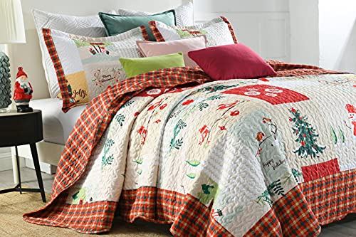 White Queen Christmas Quilt Bedspread Set T203285