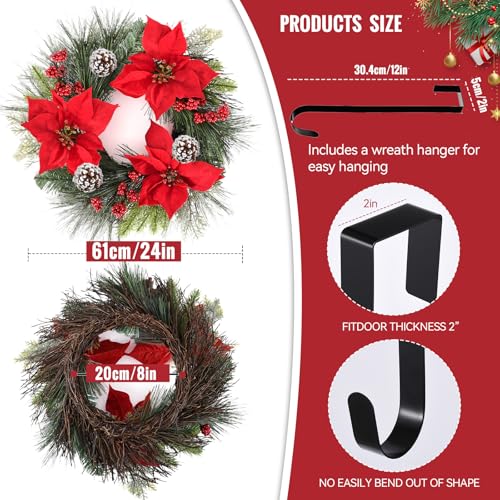 24 Inch Green Christmas Wreath with Red Bow X782