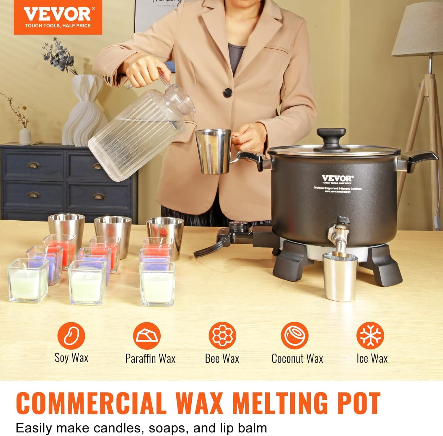 5 Liter Electric Wax Melting Pot with Temperature Control U15732