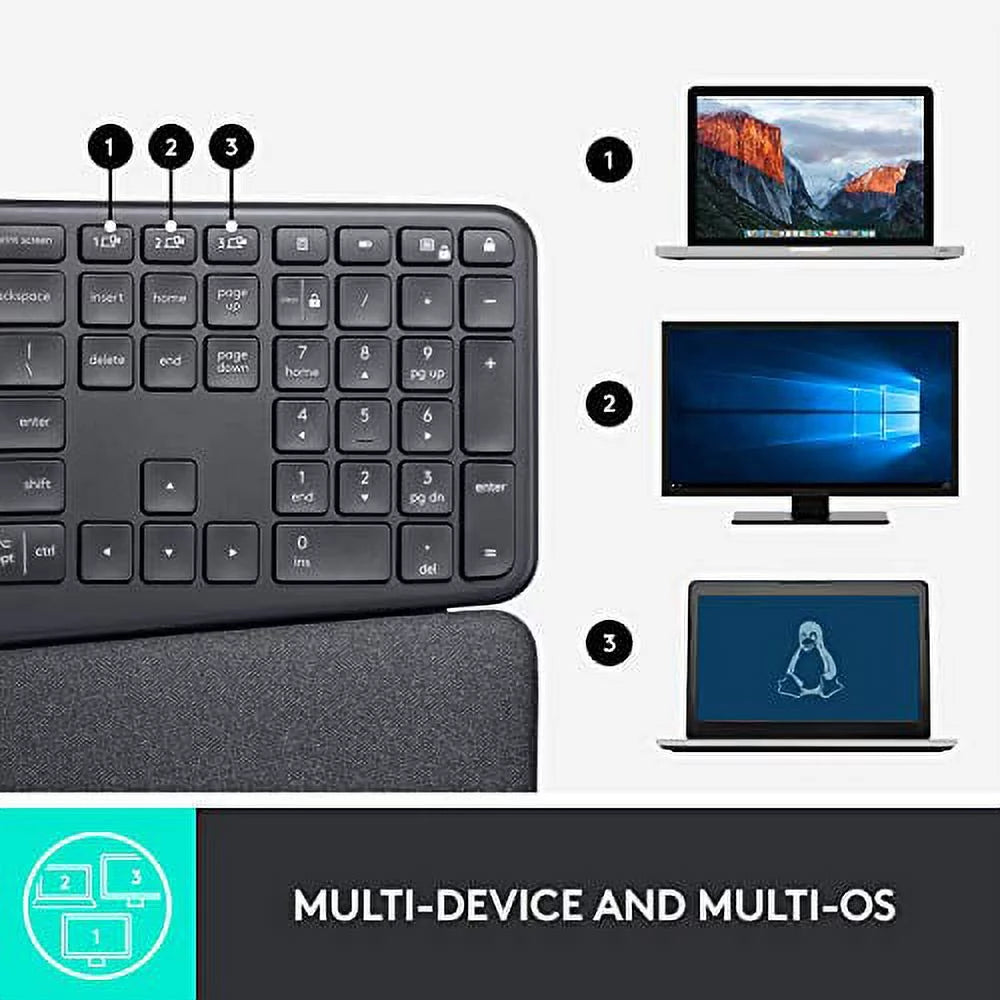 Wireless Ergonomic Split Keyboard with Wrist Rest O59976
