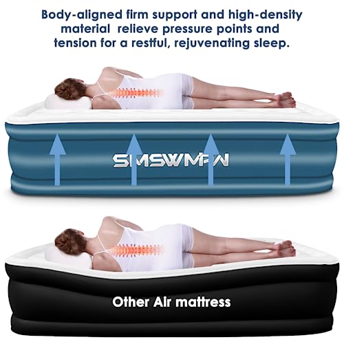 Queen Air Mattress with Built in Pump, 18" Elevated Inflatable Blow Up Mattress E603