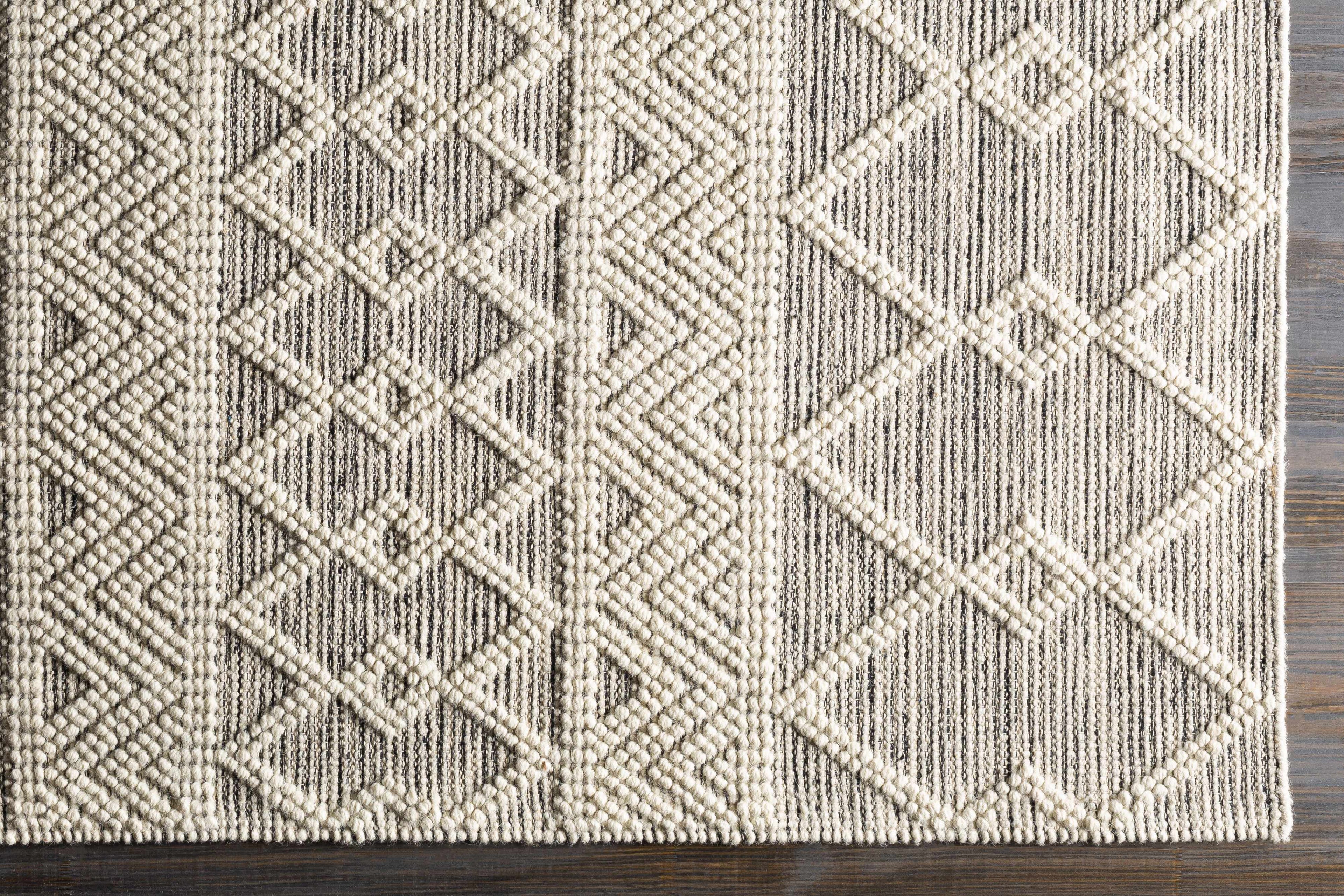 Beige White Brown Hand Woven Wool Small Area Rug 2' x 3' L94235