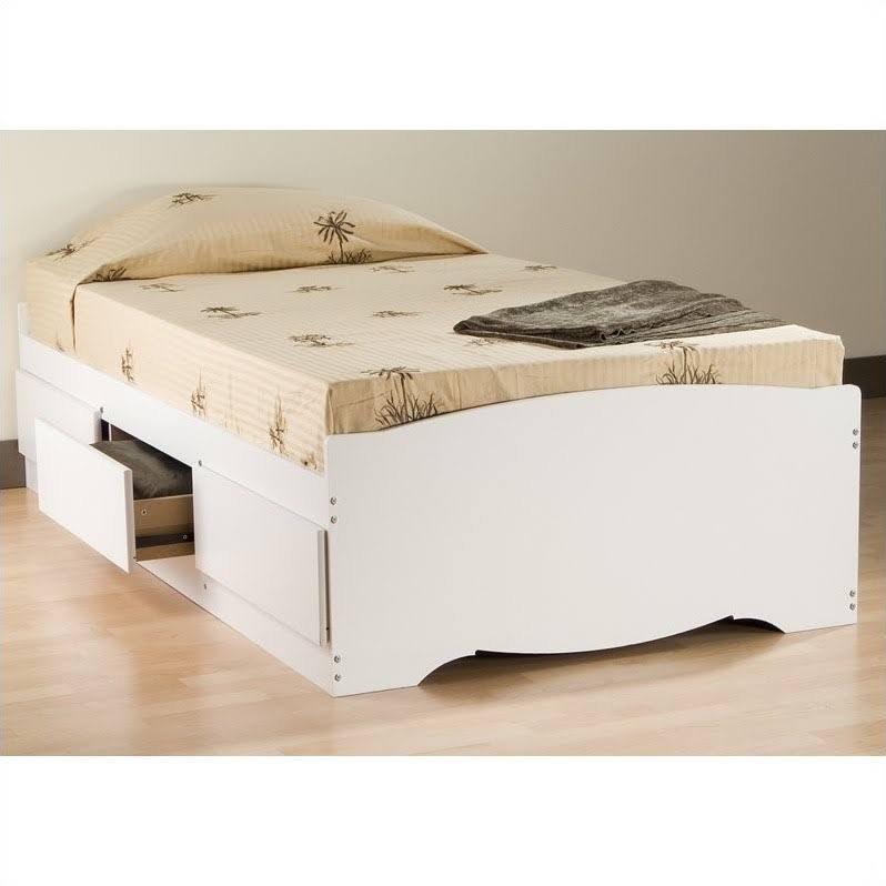 White Twin Platform Storage Bed V941586