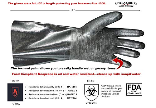 Insulated Heat Resistant Black Neoprene Glove F220
