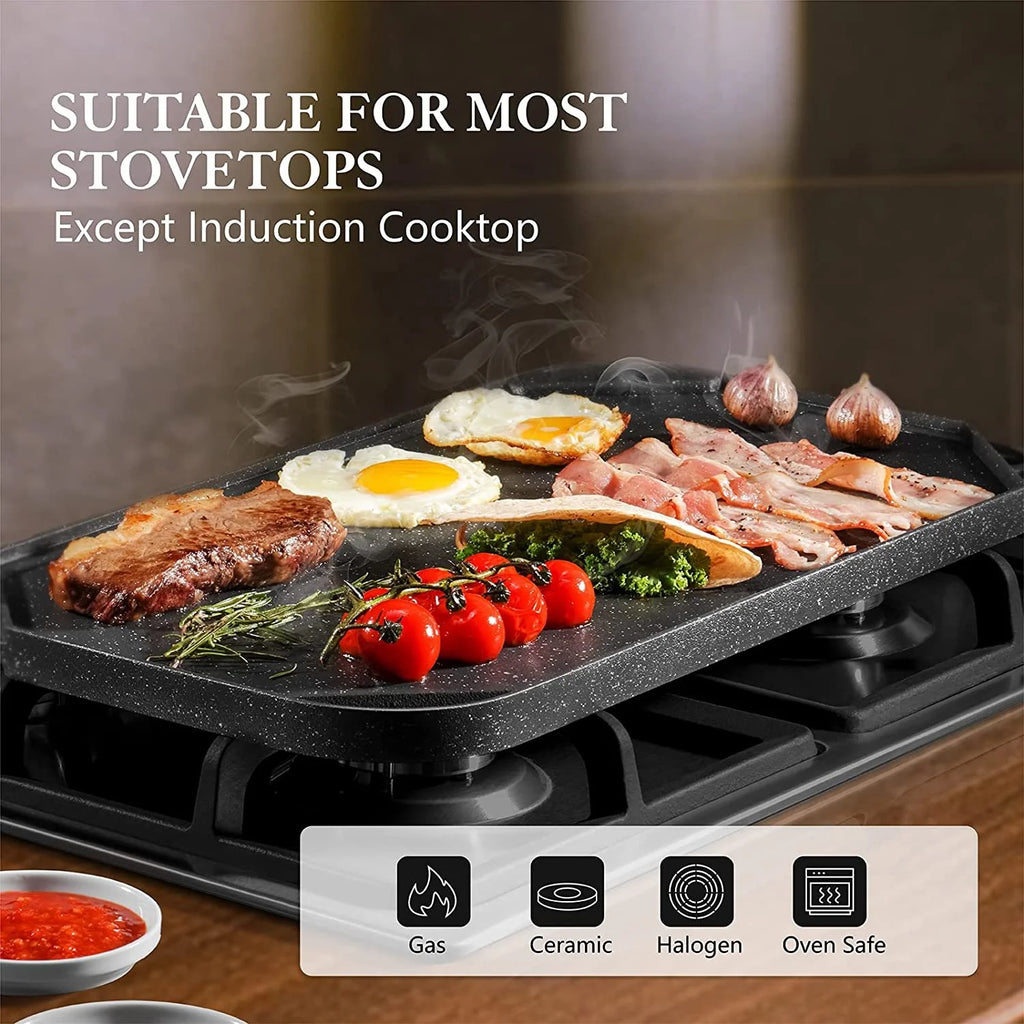 Nonstick Reversible Grill Griddle Pan, 19.5" x 10.7" H658