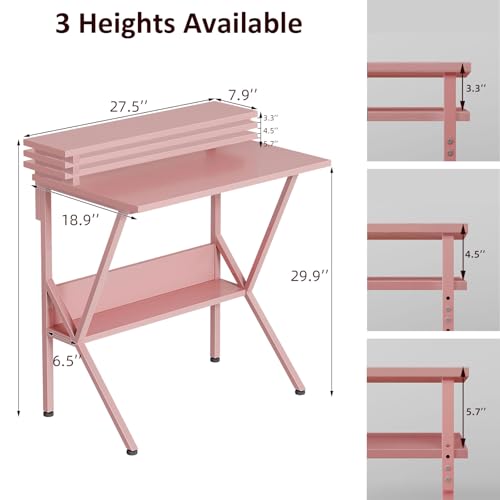 Small Desk with Adjustable Monitor Stand, Grey M4242