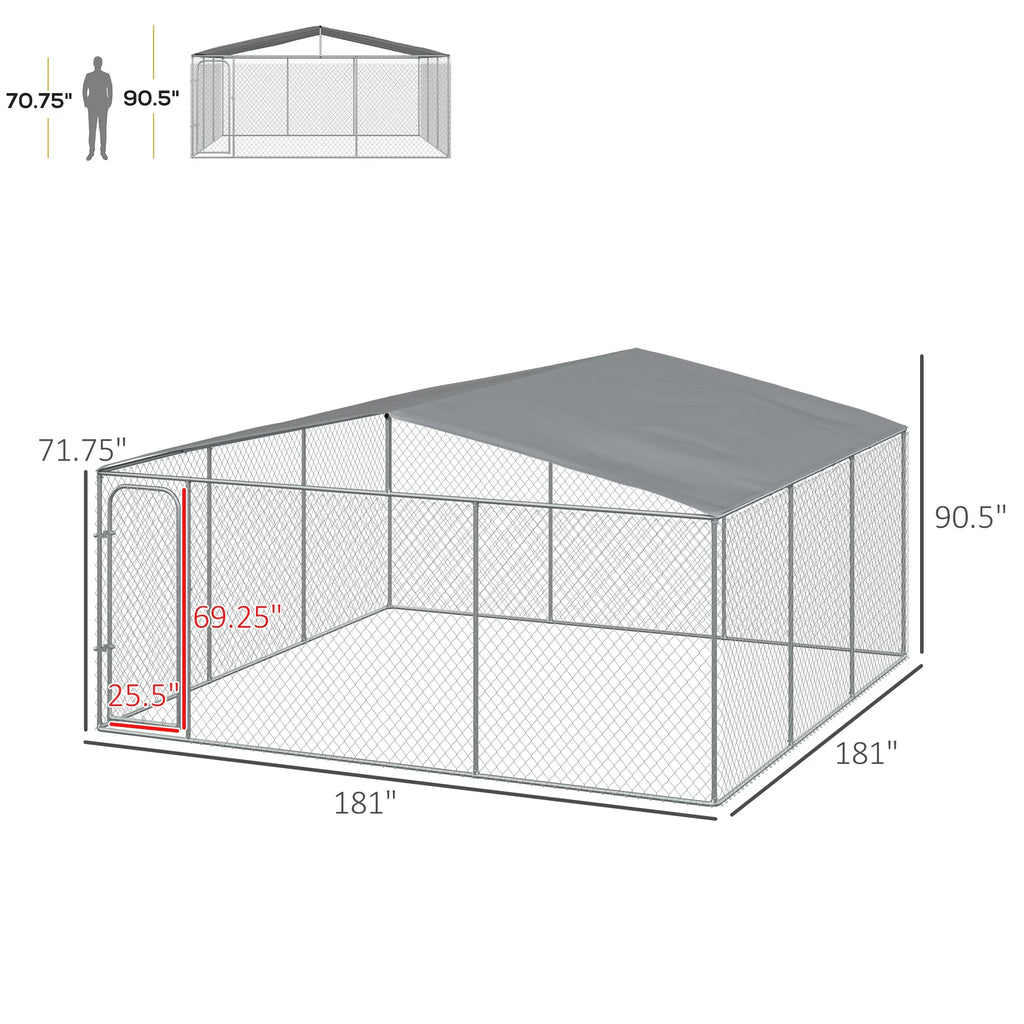 Heavy Duty Galvanized Steel Dog Kennel Playpen with Waterproof Cover V64808
