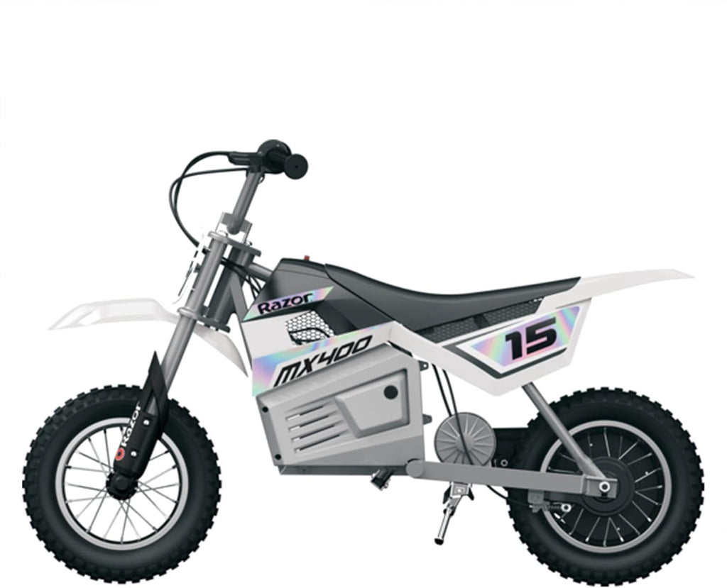 White 24 Volt Electric Toy Motocross Dirt Bike (2 Pack) U121185