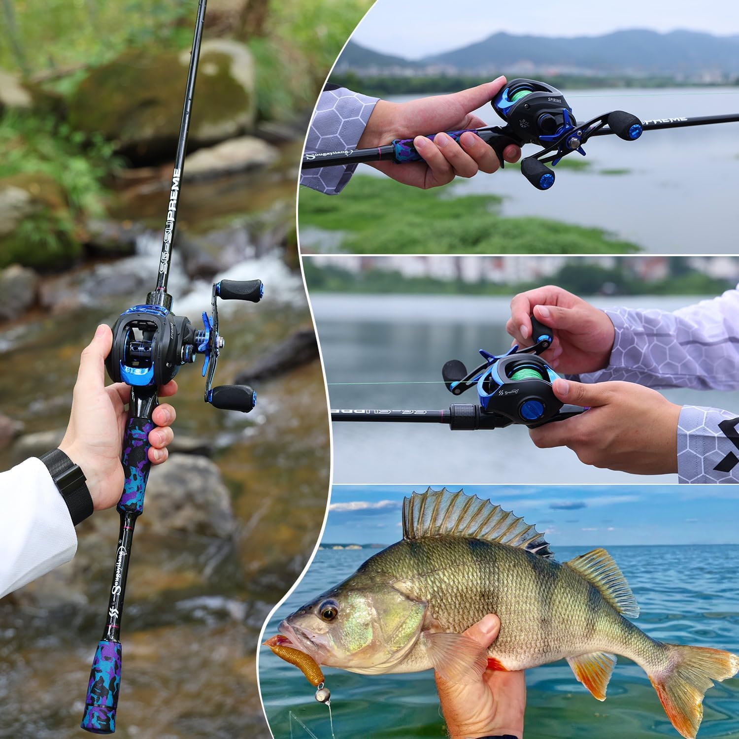 Medium 2-Piece Baitcasting Fishing Rod and Reel Combo L12356
