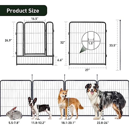 32" Height 16 Panels Foldable Dog Playpen X25186