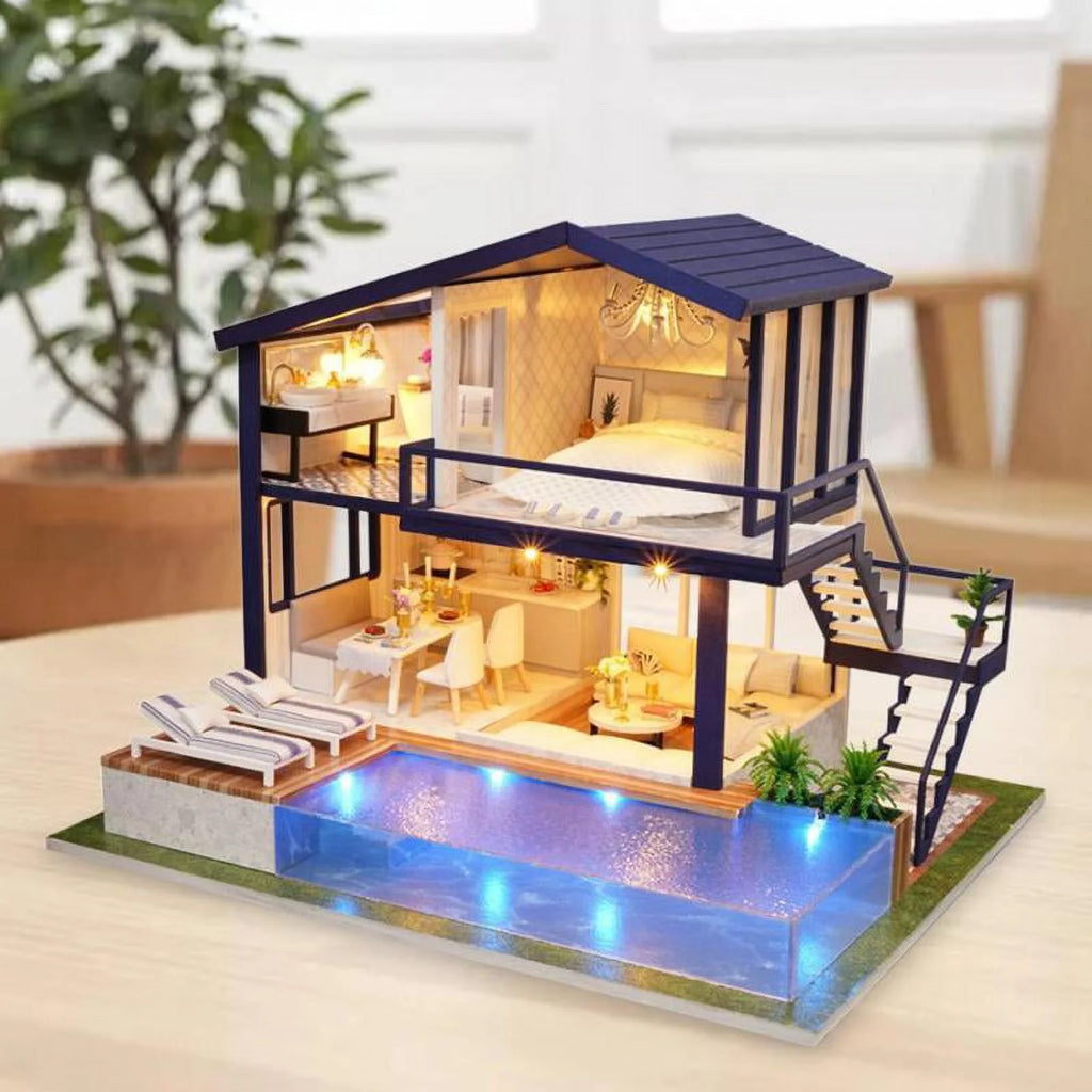 Miniature Dollhouse with LED Light, Swimming Z9172