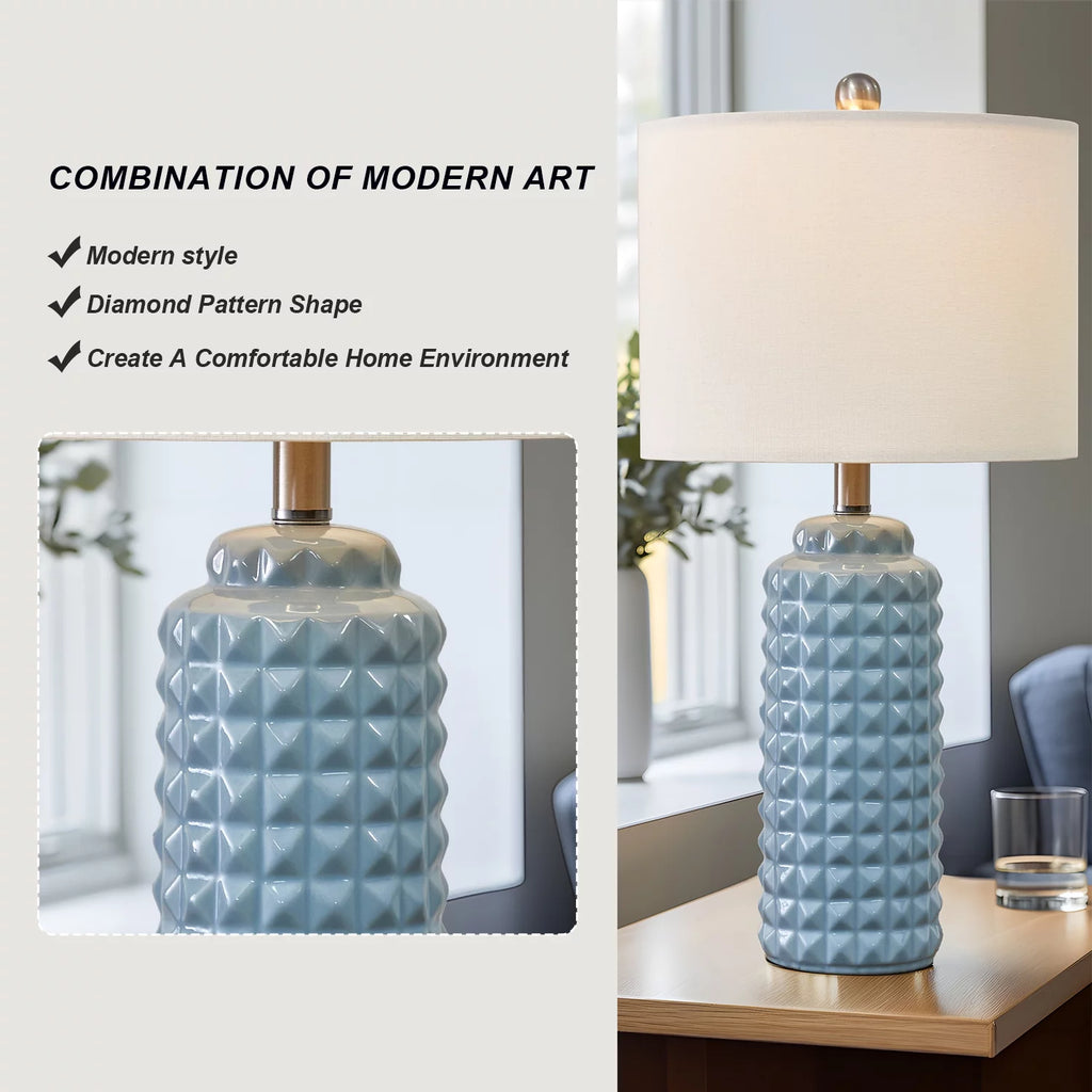 Light Blue 24.5" Ceramic Table Lamp Set of 2 K4290