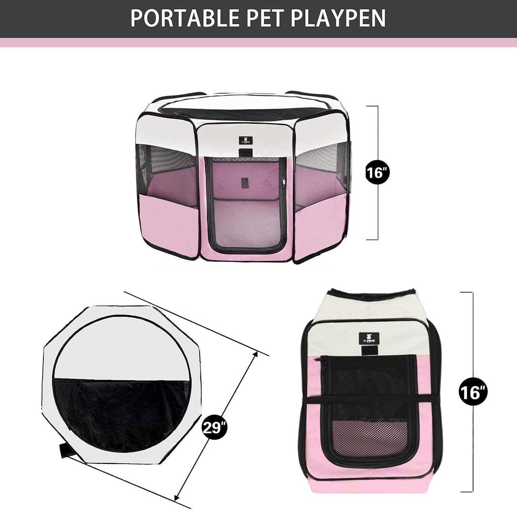 Portable Foldable Pet Playpen Kennel with Removable Zipper Top B247805