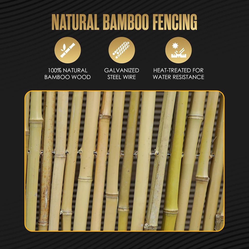 Bamboo Fence 8ft x 6ft Natural Privacy Screen T455144