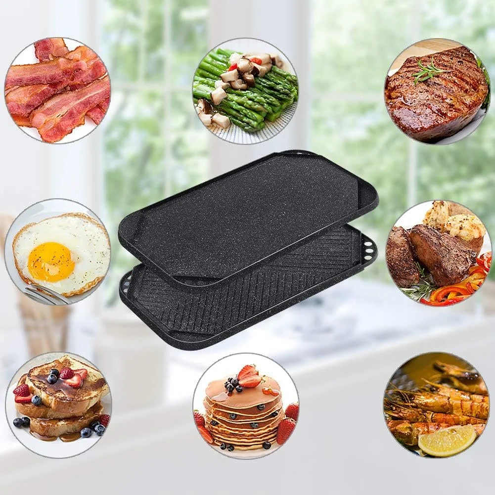 Nonstick Reversible Grill Griddle Pan, 19.5" x 10.7" H658
