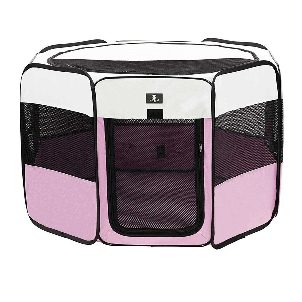 Portable Foldable Pet Playpen Kennel with Removable Zipper Top B247805