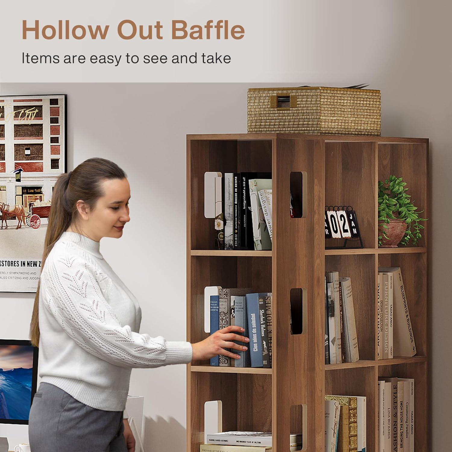 15 Cube 5 Tier Wooden Open Bookshelf (Brown) N385799