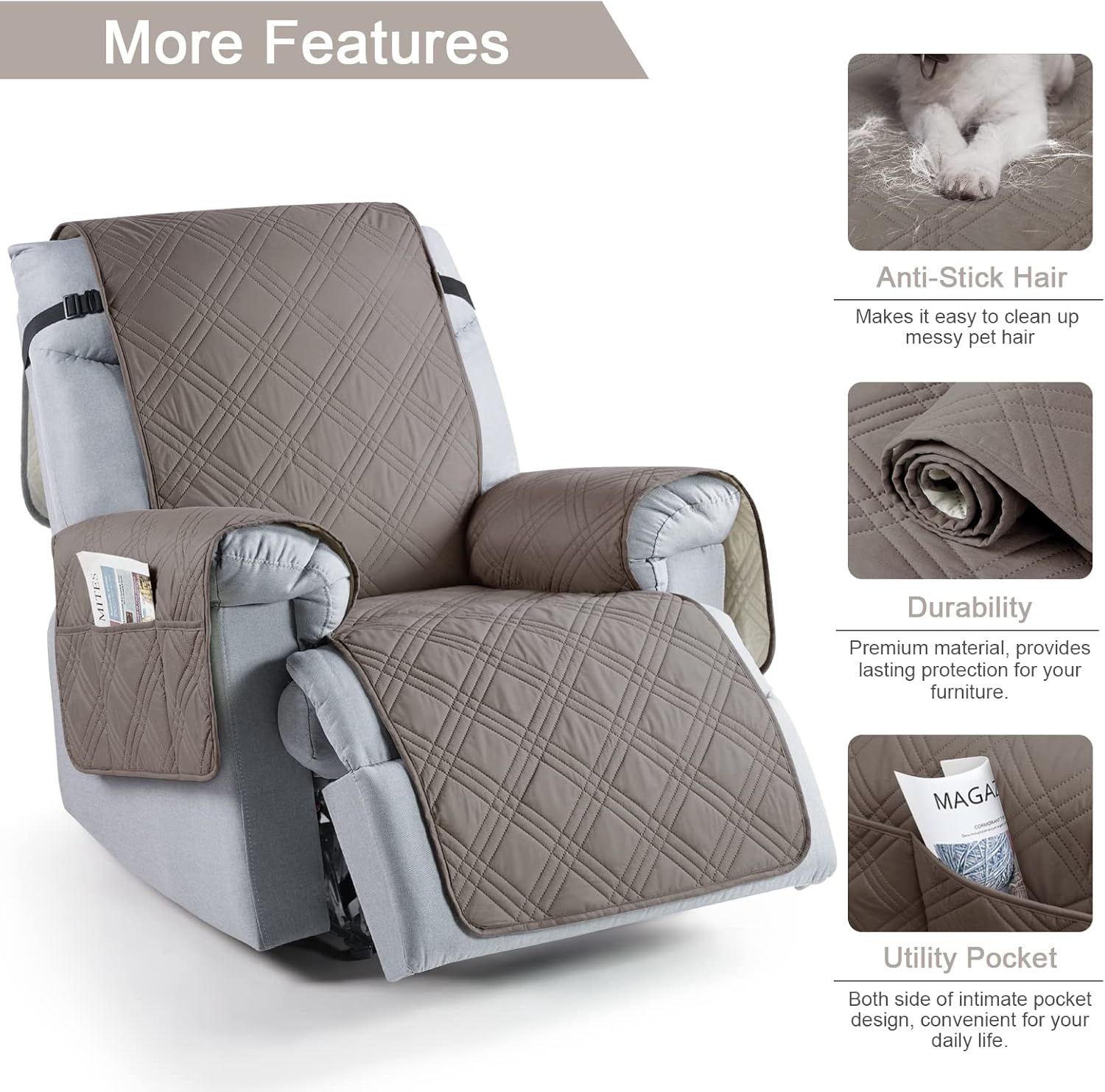 Light Brown Recliner Chair Cover H453332