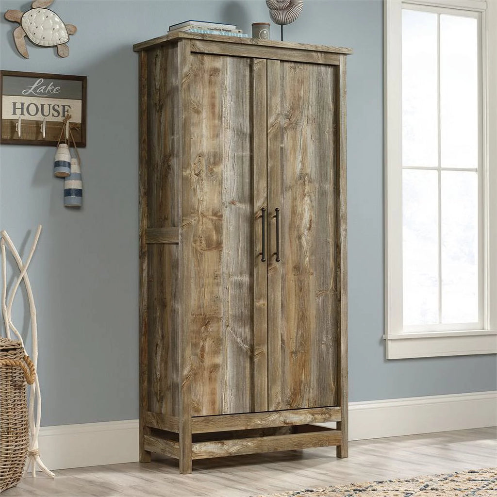 Modern Engineered Wood Storage Cabinet in Rustic Cedar/Brown A919808
