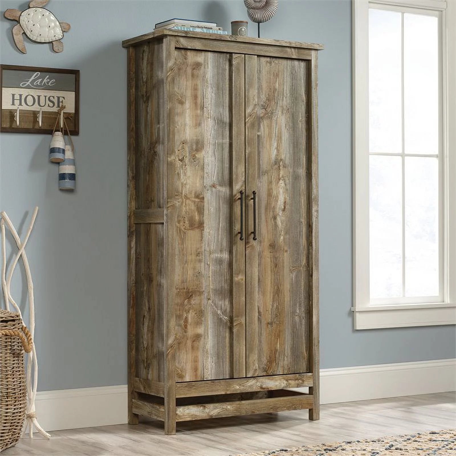 Modern Engineered Wood Storage Cabinet in Rustic Cedar/Brown A919808