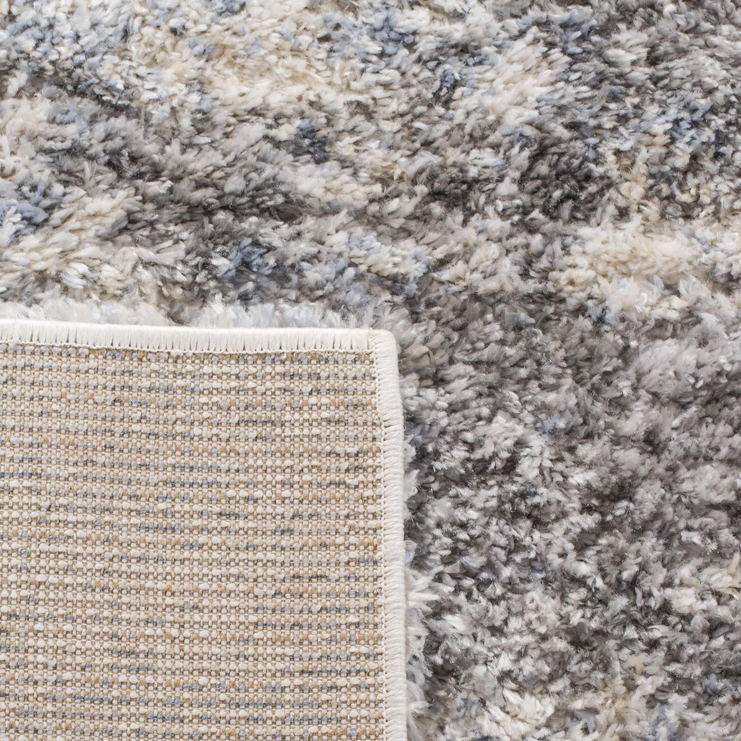 2' x 22' Grey Cream Plush Runner Rug M4382