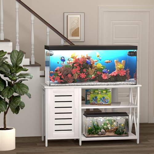 White 55-75 Gallon Fish Tank Stand with Metal Frame Y697529