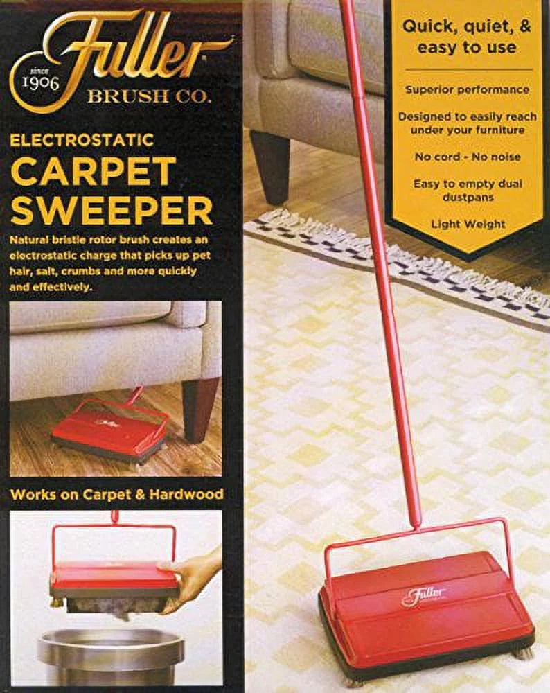 Electrostatic Carpet & Floor Sweeper - 9" Cleaning Path - Lightweight - Red Z13559