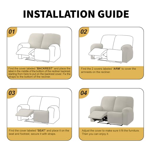 Orange 2 Seat Stretch Soft Recliner Sofa Cover C4858