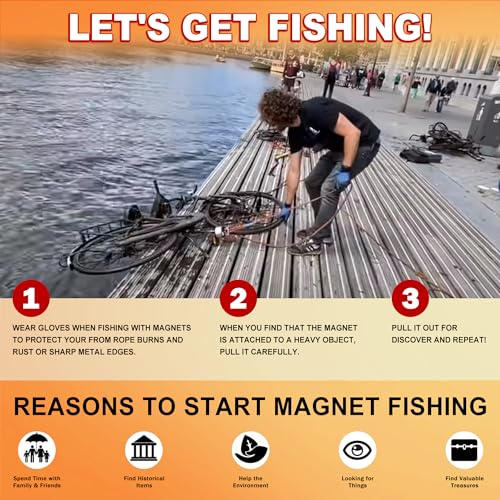 2600LBS Double Side Magnet Fishing Kit with Case, 100FT Rope, Non-Slip Glove, Threadlocker, Grappling Hook, Carrying Bag Q3000