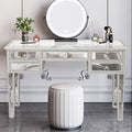 Silver Mirrored Vanity Desk with 3 Drawers C50421
