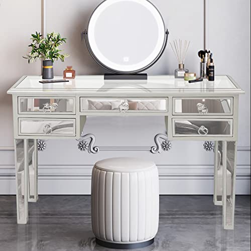 Silver Mirrored Vanity Desk with 3 Drawers C50421