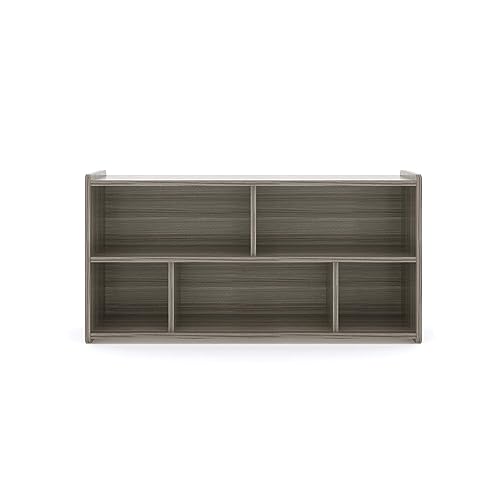 Toddler 5-Compartment Wooden Storage Cubby Shelf, 46" W x 23.5" H, Maple Y86282