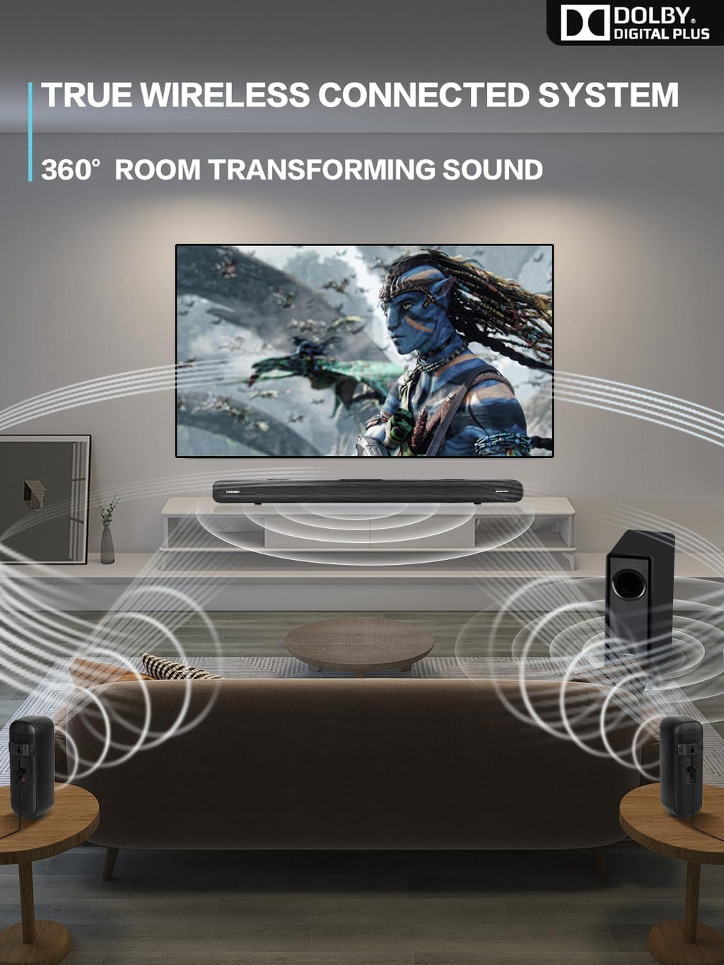 5.1 CH Surround Sound Bar with Dolby Audio, Wireless Subwoofer & Rear Speaker, Bluetooth 5.3 I403660