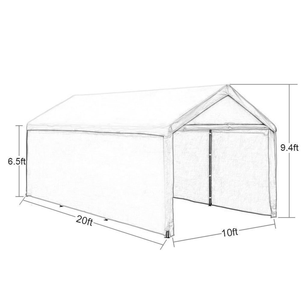 10 x 20 ft Heavy Duty Beige Carport Canopy S504