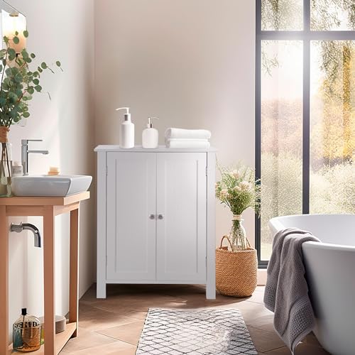 Gray Wooden Floor Storage Cabinet with Double Door and Adjustable Shelf J405