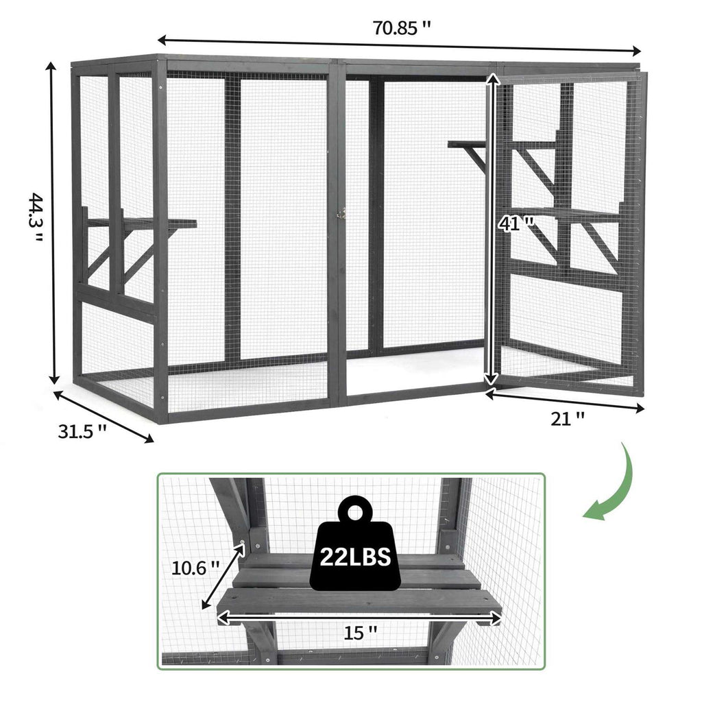 Outdoor Cat House Enclosure Pet Cage Catio with Asphalt Roof C8766