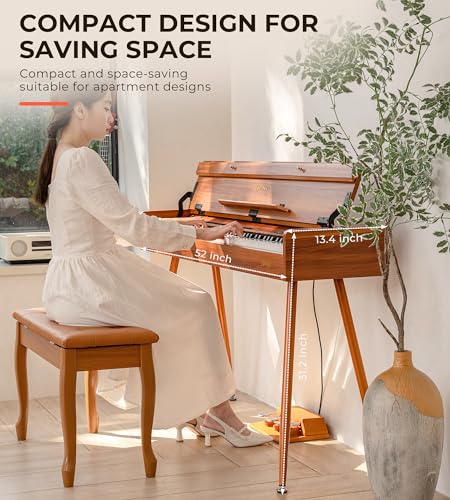 Golden Wood Color Digital Piano 88 Key Weighted Keyboard J3575