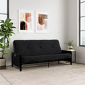 Black Metal Frame Futon Set with Mattress and Storage Pockets O515915