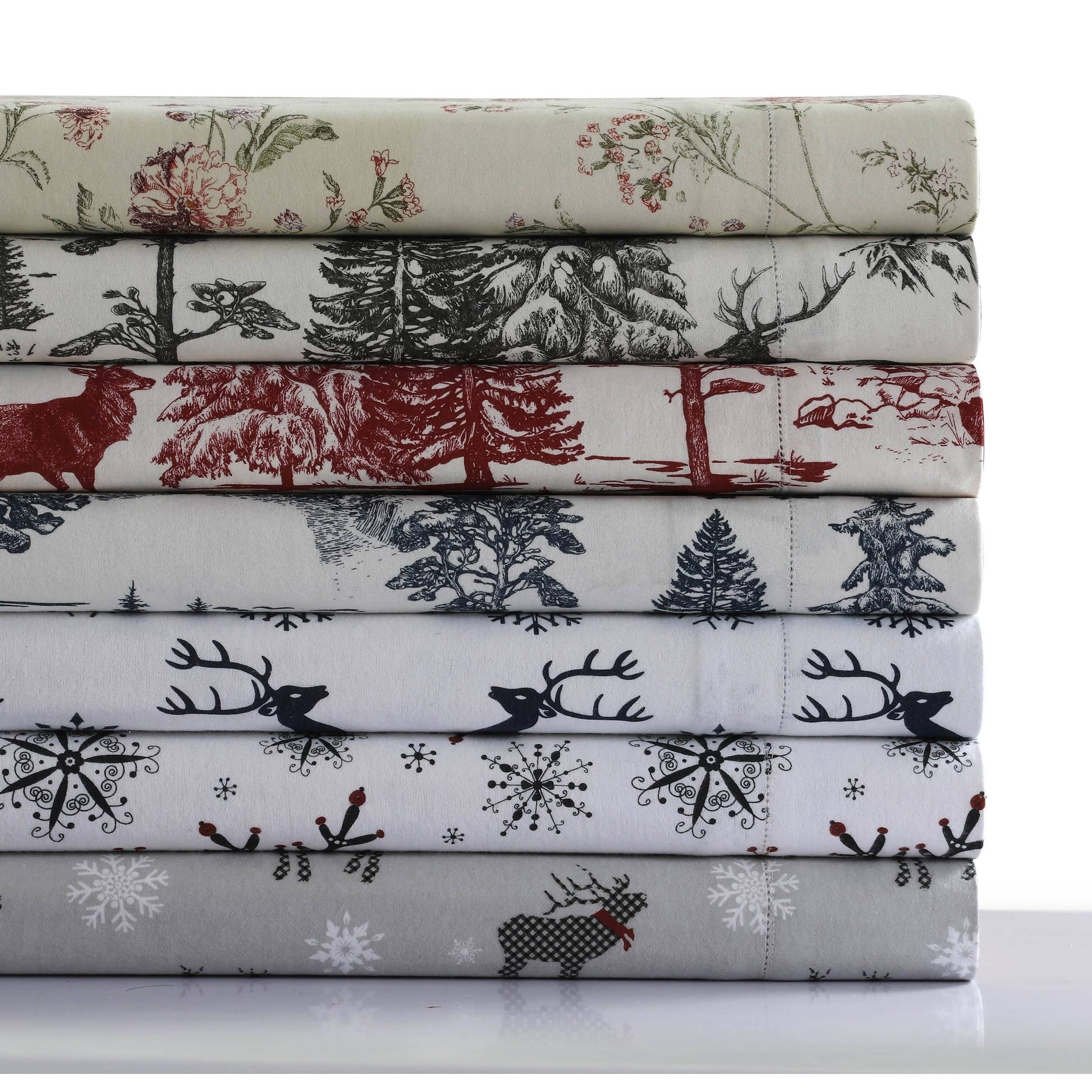 Heavyweight Cotton Flannel Printed Extra Deep Pocket Sheet Set - Twin XL D690579