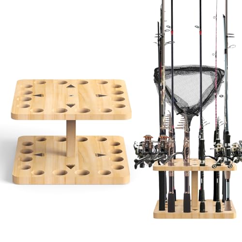 Natural Wooden Fishing Rod Storage Rack J770
