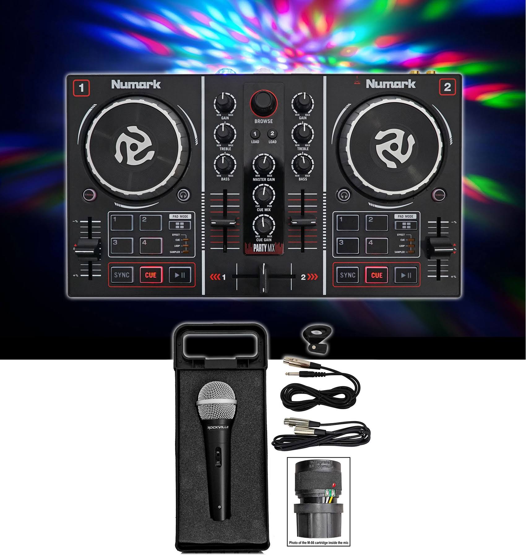 DJ Controller with Built in Light Show and Microphone and Cables and Case G916279